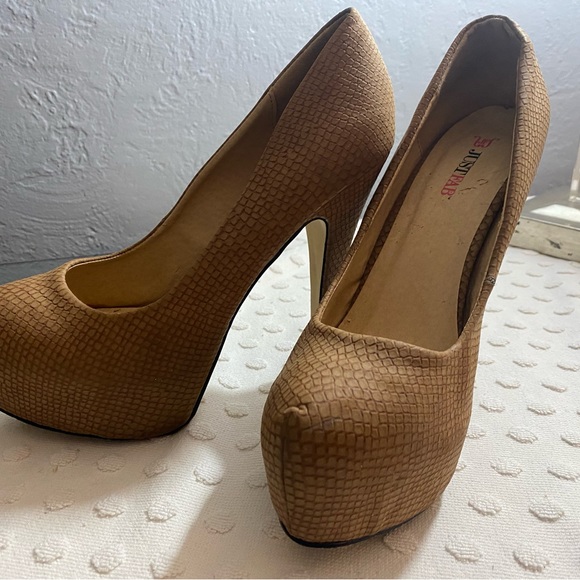 Just Fab Tan Reptile Print Skyla Heel - Picture 8 of 16
